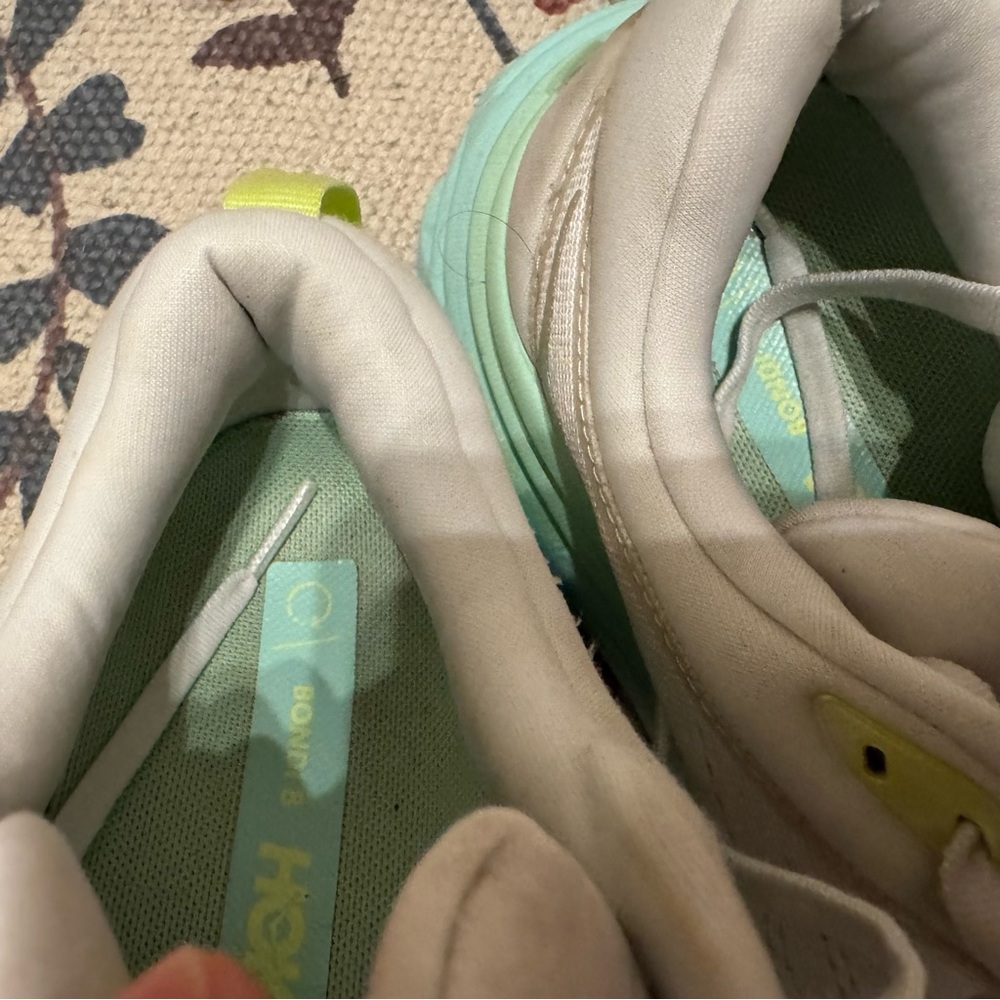 Hoka Women's White and Mint Athletic Shoes - Picture 9 of 11